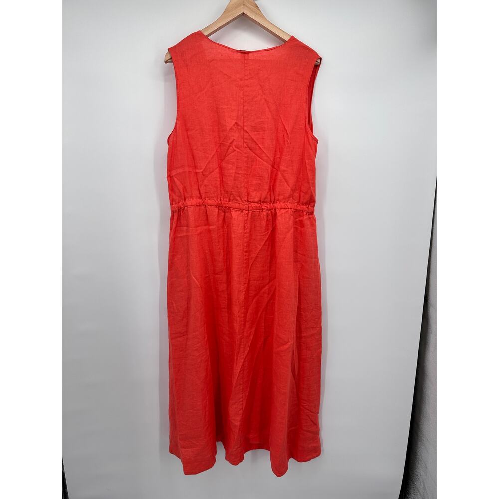 MAGASCHONI NWT Orange 100% Linen Tie Waist Midi Dress // L - Picture 11 of 11